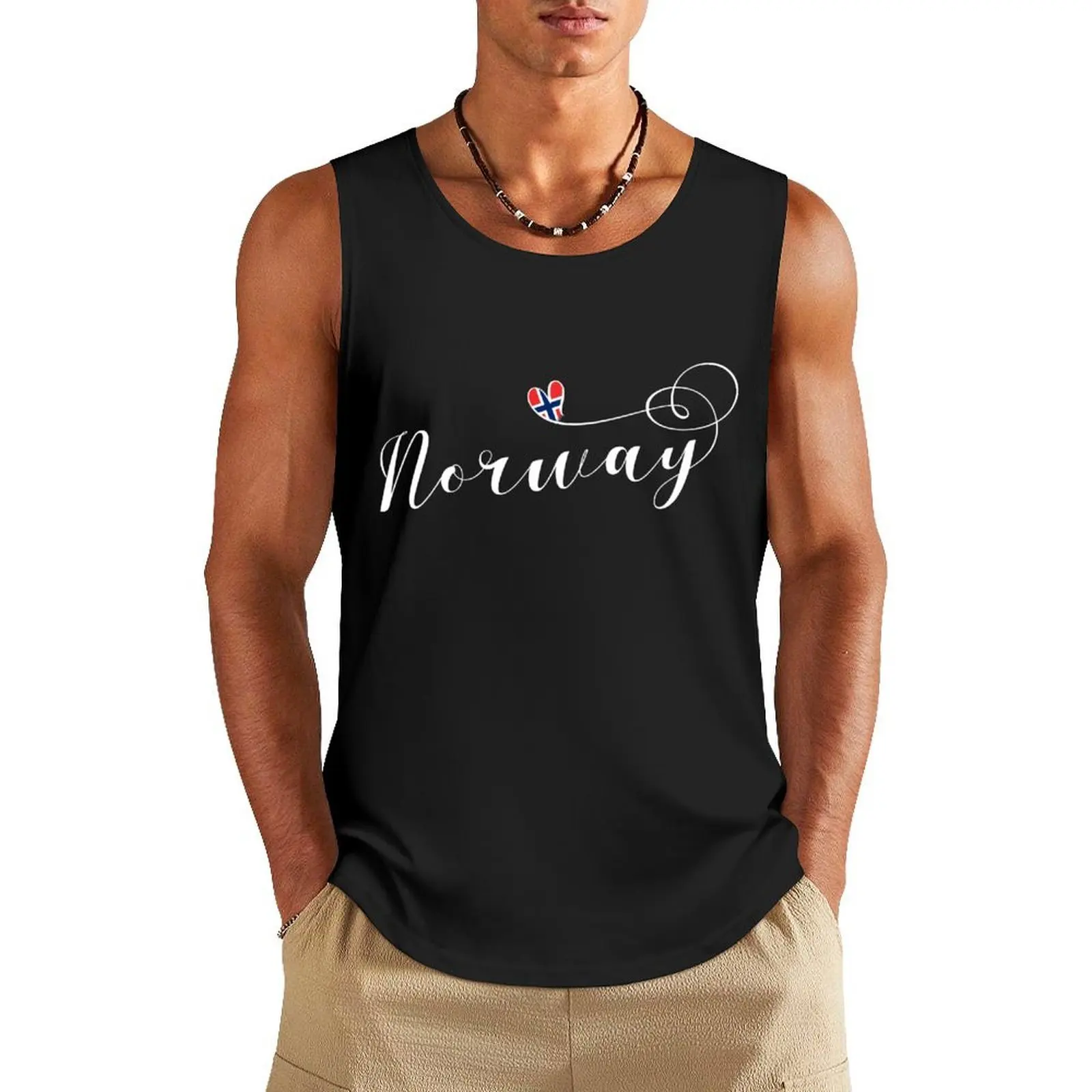 

Heart Norway, Norway Flag, I Love Norway Tank Top cotton t-shirts man clothing men gym clothing