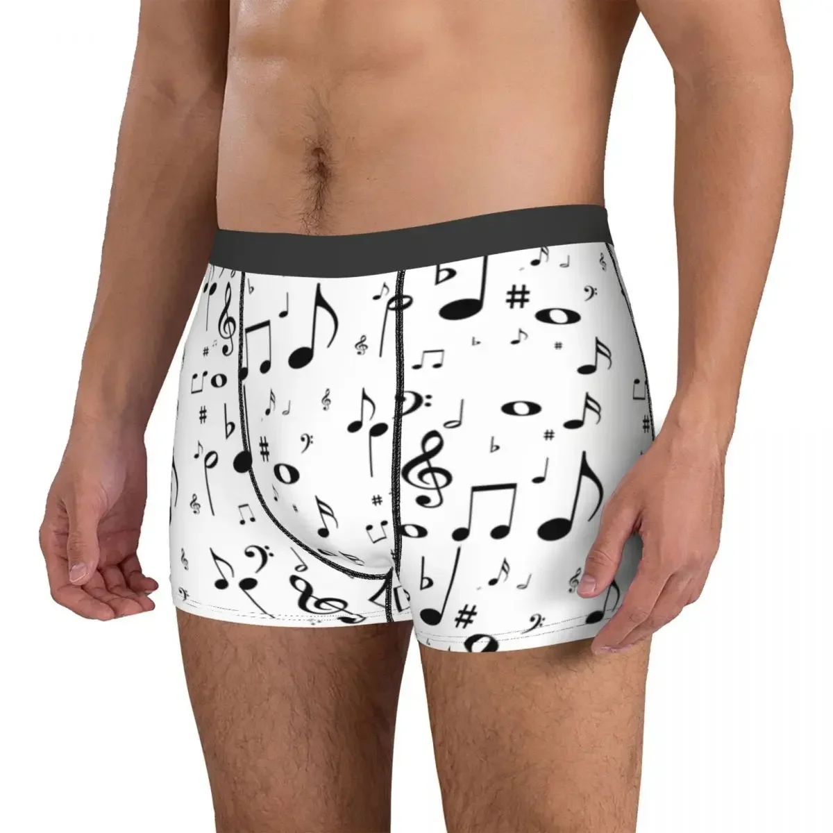 Calzoncillos Bóxer divertidos para hombre, ropa interior transpirable, con notas musicales, de talla grande