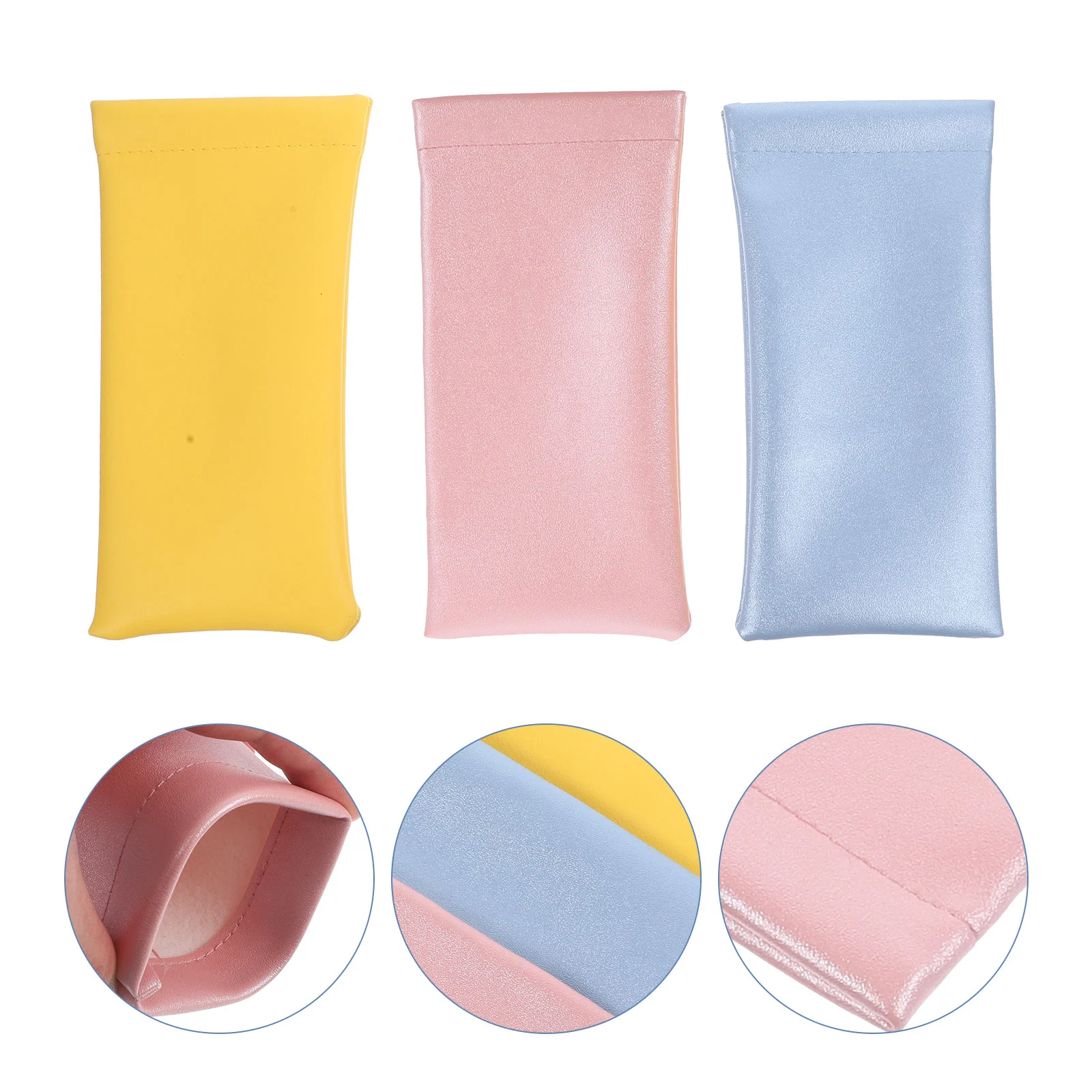 

3 Pcs Glasses Storage Bag Yellow Automatic Opening Portable Eyeglasses Case Soft Travel Sunglasses Bag Lightweight