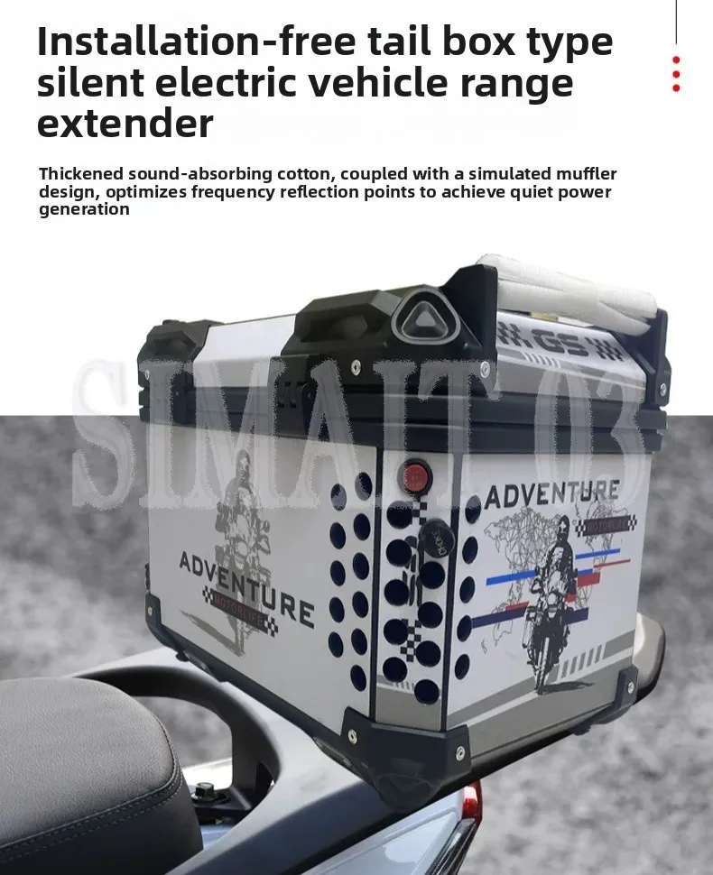 Generator Range Extender for Electric Scooter, Charges While Riding, No Installation, Trunk Type for Food Delivery