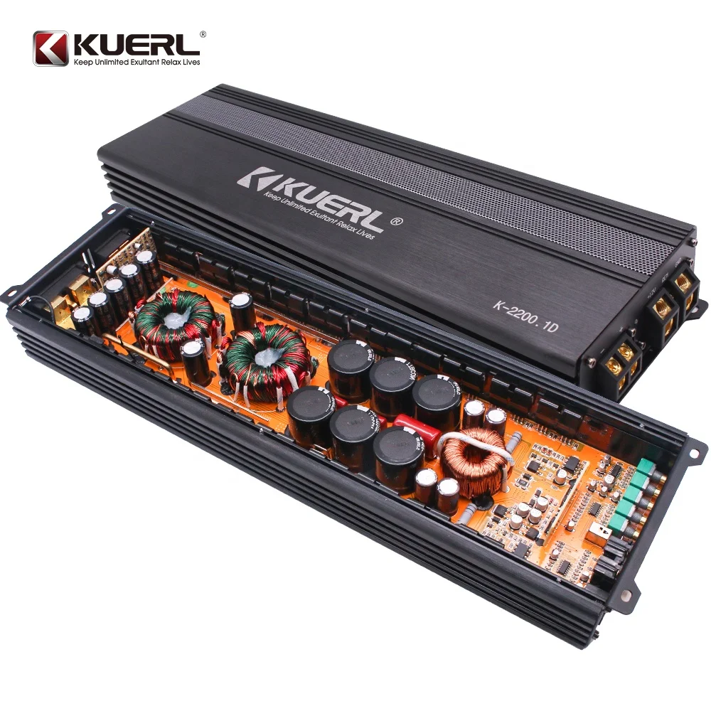 Aluminum Alloy Car Audio Amplifier RMS Power 2000W@ 1Ω/ 1500W@ 2Ω/1000W@4Ω High Power Full Range Monoblock Class D 1-Ch Digital