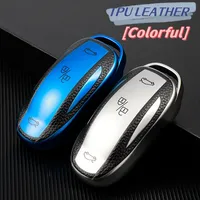 Leather TPU Car Smart Key Cover Case Fob for Tesla Model X Model S Model 3 Model Y Key Shell Bag Holder Protector Accessories