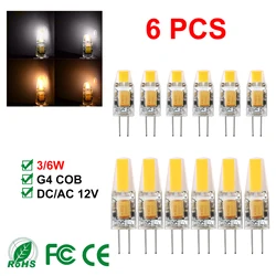 Żarówka LED G4 możliwość przyciemniania Mini żarówka lampa Led COB AC/DC 12V 3/6W dla 220V 20W/40W światła halogenowe wymień świecę o wysokiej jasności