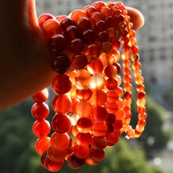 Red Sardonyx Carnelian Bracelets Classic Natural Stone Round Beads Elastic Hand String