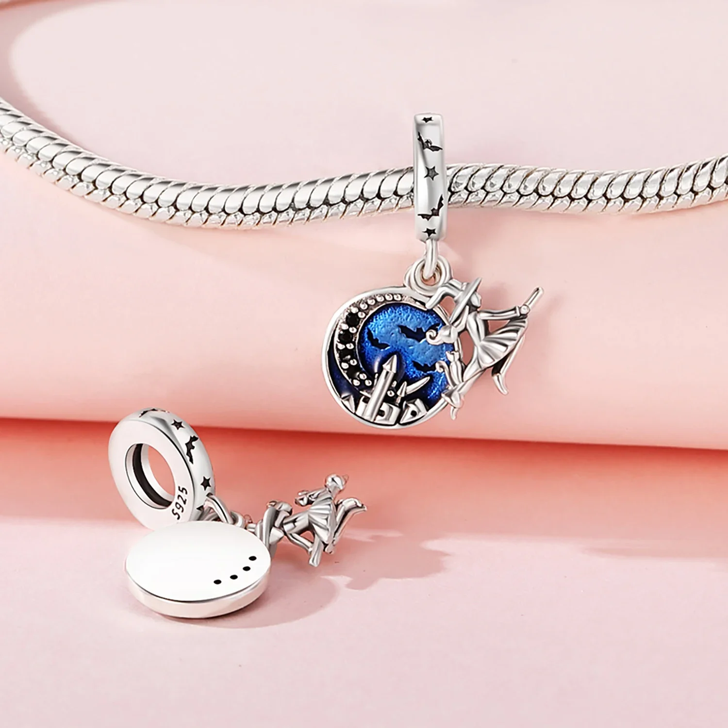 925 Sterling Silver Halloween Magic Girl Bunny Charme para As Mulheres, Pingente Beads, Se Encaixa Pulseira Pandora Original, Fazendo Jóias Presente