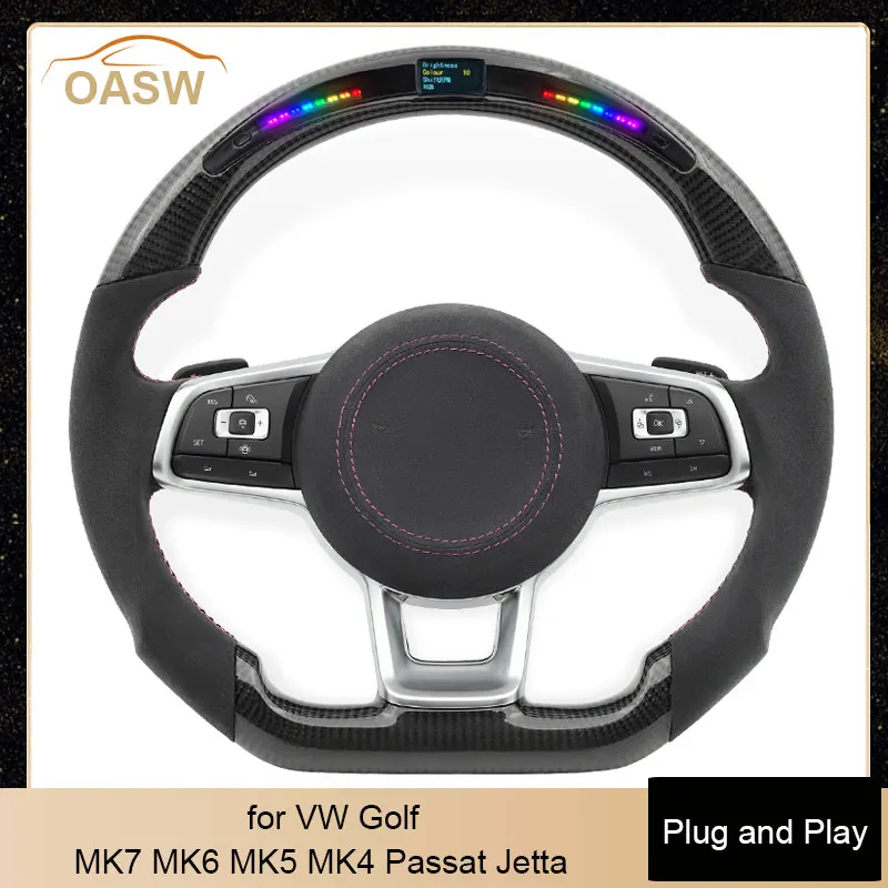

LED Car Steering Wheel Pink Stiching for Volkswagen VW Golf MK7 MK6 MK5 MK4 Passat Jetta Touareg Phaeton Tiguan Magotan Polo