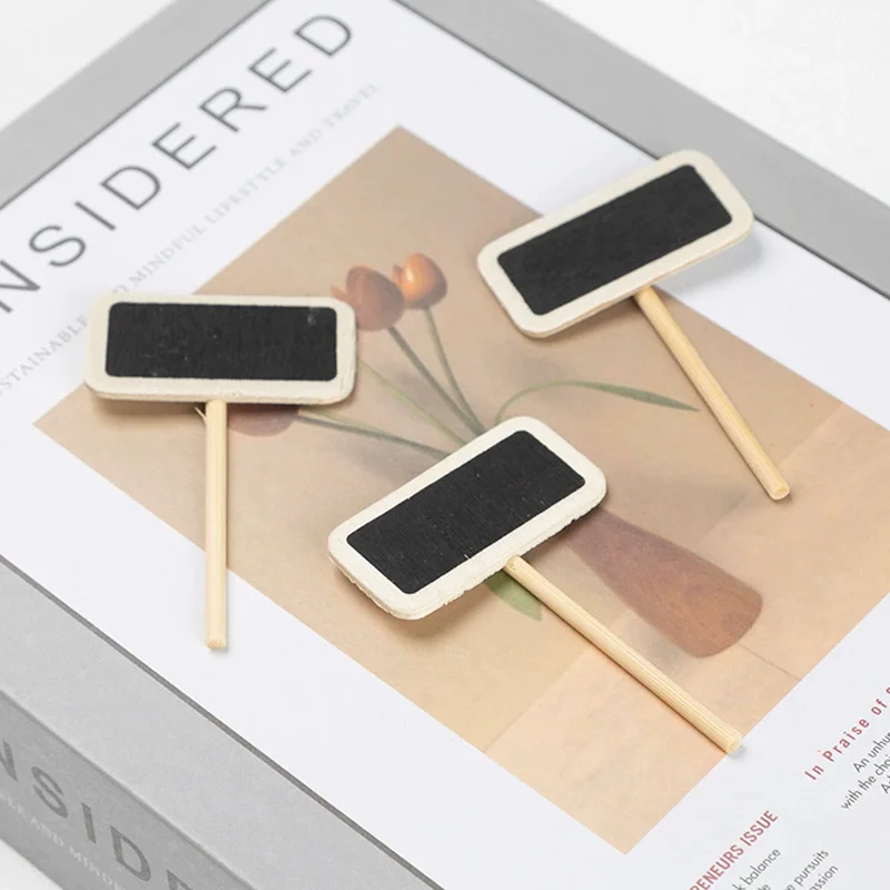 30pcs Wooden Mini Rectangular Blackboard Clip, Home Note Blackboard Label, Wooden Clip, Note Holder, Photo Holder