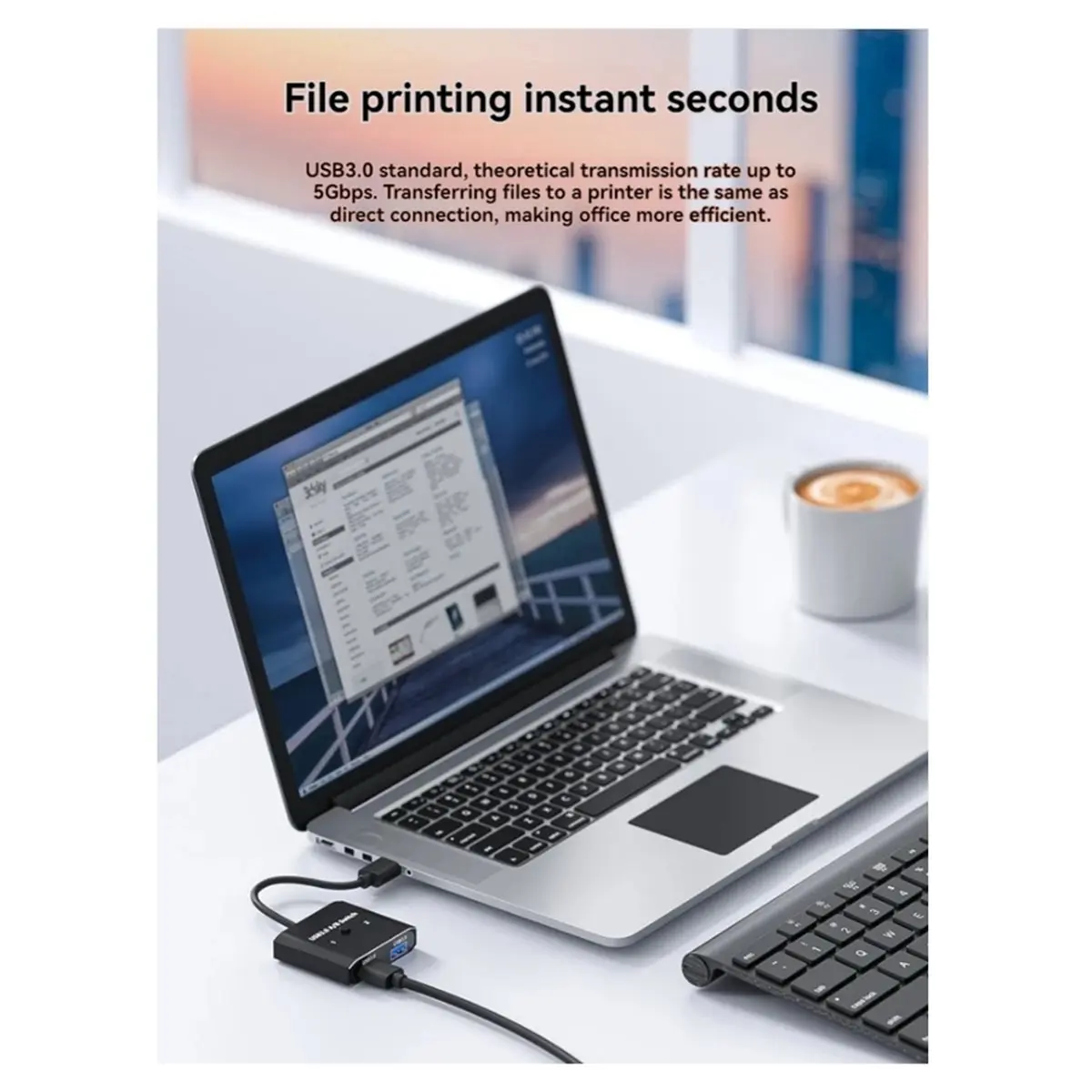 USB 3.0 Switch,2-in-1 Out,Bi-Directional USB KVM Switcher,Share Printer/Scanner,5Gbps High-Speed,for Win for Linux