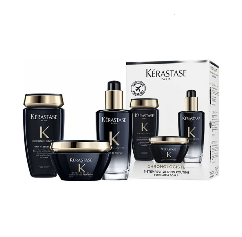 Kerastase Chronologiste Caviar Miracle Revival Set (Sampo 250ml + Masker Rambut 200ml + Elixir 100ml), Perawatan Rambut