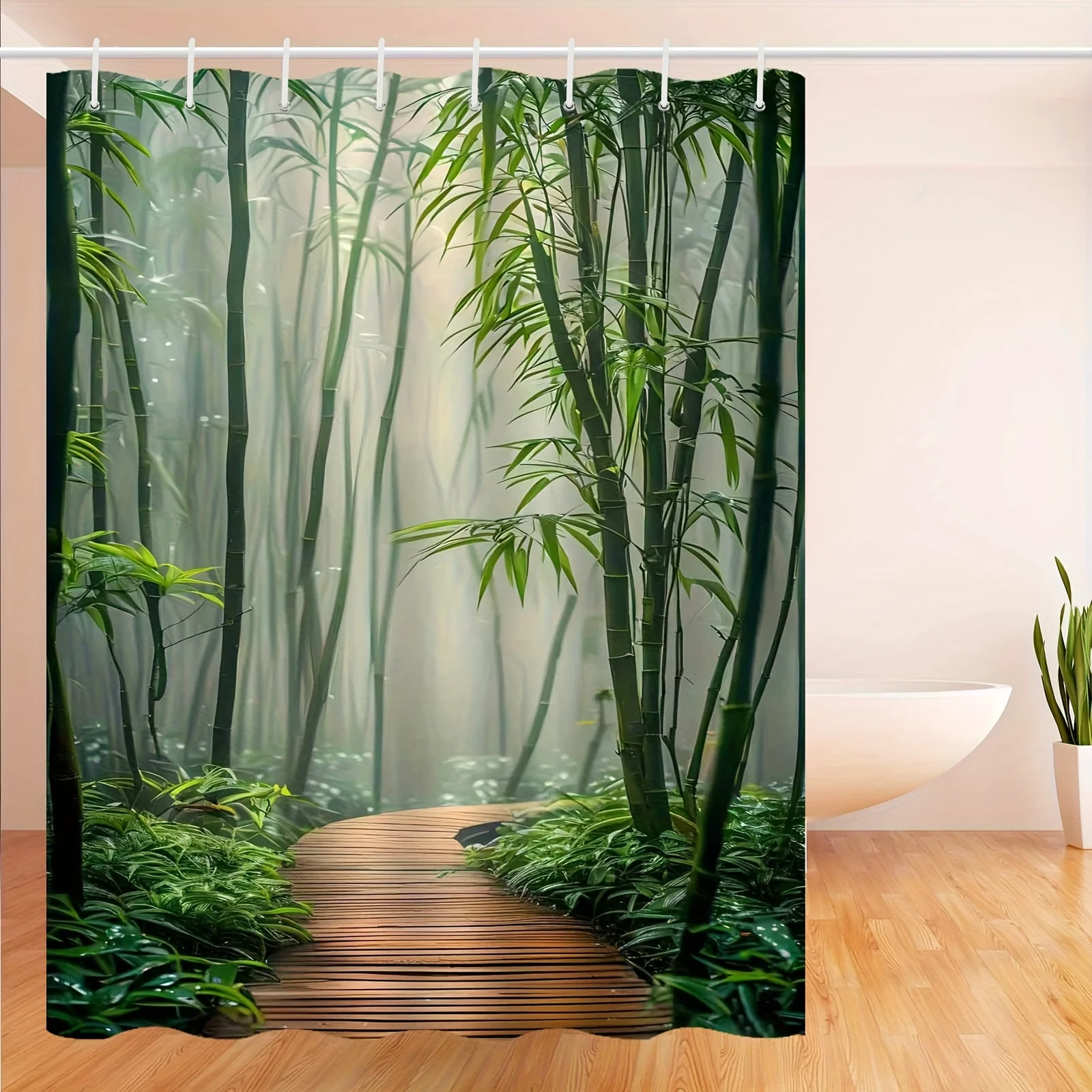 1pc elegant asian forest shower curtain bath curtain -   With Hooks Waterproof Mildew Proof Easy Install Washable