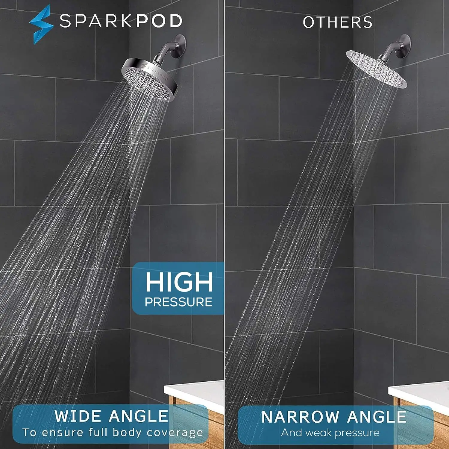 NEW Shower Head - High Pressure Rain - Premium Quality Luxury Design - 1-Min Install Your Bathroom Shower Heads