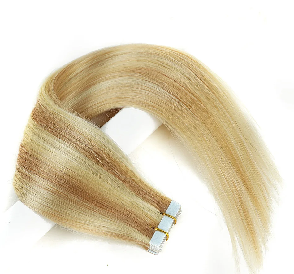 Remy Tape Extensões de Cabelo, Cabelo de Fusão Humana, Feito à Máquina, Dupla Face, Adesivo, Trama Da Pele, 20 PCs/pacote