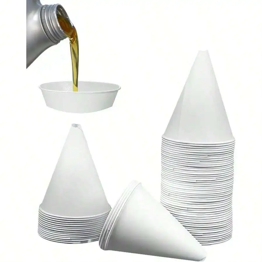 50PCS Small Funnels, Car Accessories Oil Funnels, Automotive Funnel, Paper Funnel Automotive Use, Suitable Most Engine Oil