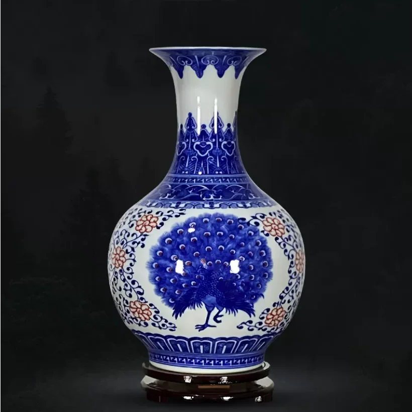 Classic Chinese Blue and White Ceramic Vase Antique Tabletop Porcelain Flower Vase For Hotel Dining Room Decoration