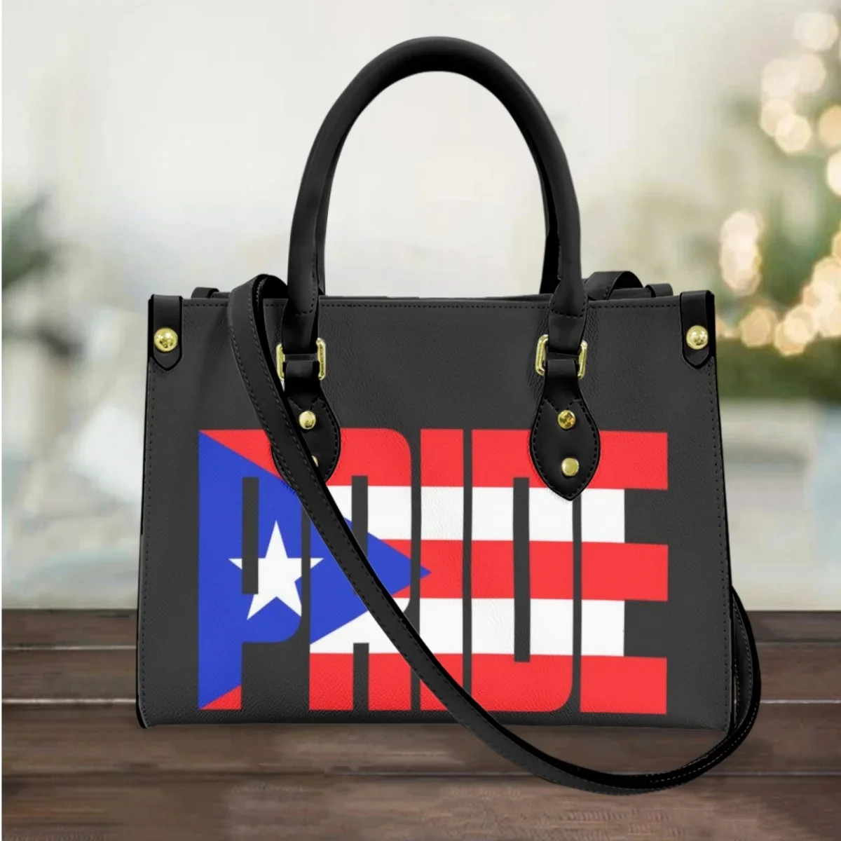 Fashion Vintage Designer Messenger PU Leather Puerto Rico Pride Print Black Crossbody Bags High Quality Shoulder Bag Totes New