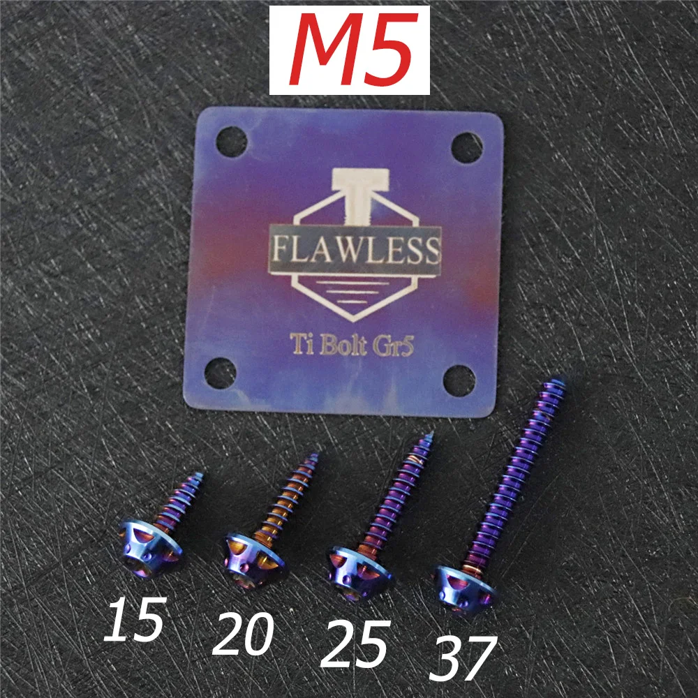 FLAWLESSTI M5×15-37 Gr5 Titanium Self-Tapping Screw Airbox Bodycover Screw for Yamaha Xmax 300 Nmax V1 V2 155 Honda Forza 350