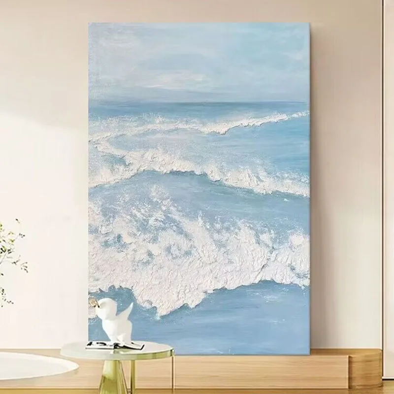 Nordic Art Abstraction Sea Wave Hand Drawn Oil Painting Corridor For Home Bedroom Decorative painting Dining Room And Sofa Mural