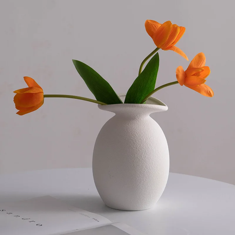 

Shumen Nordic White Ceramic Creative Decorative Dry Flower Flower Vase for Home Soft Decoration, Living Room, Table, Study, Deco