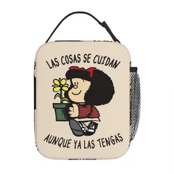 Mafalda e Flower Pot borse per il pranzo isolate termicamente per il viaggio Quino Cartoon Portable Food Bag Thermal Cooler Lunch Box