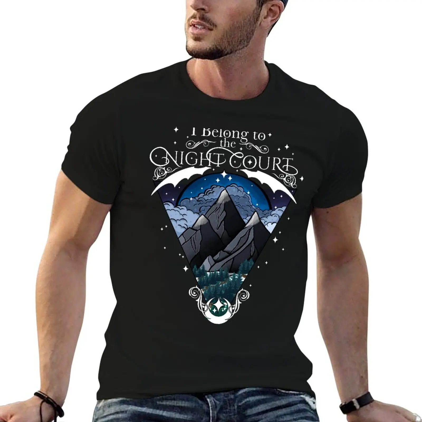T-shirt I Belong to the night court-ACOTAR, t-shirt anime pour homme, t-shirt en coton épais, t-shirts anime pour homme