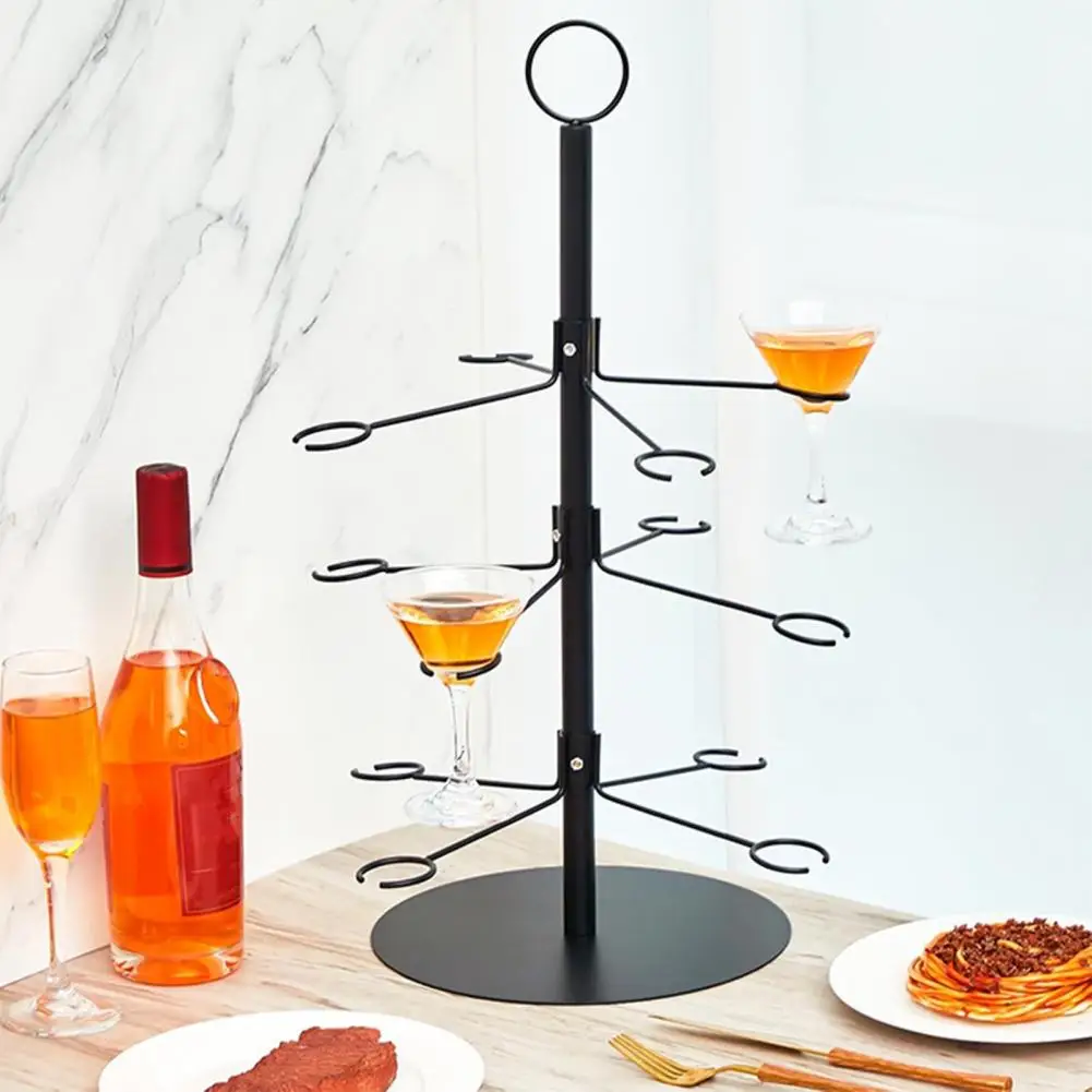 

35*55cm Metal Champagne Tower Stand 3 Tier Wine Glass Display Rack 12 Glasses Cocktail Tree Stand For Party Cocktails Martini