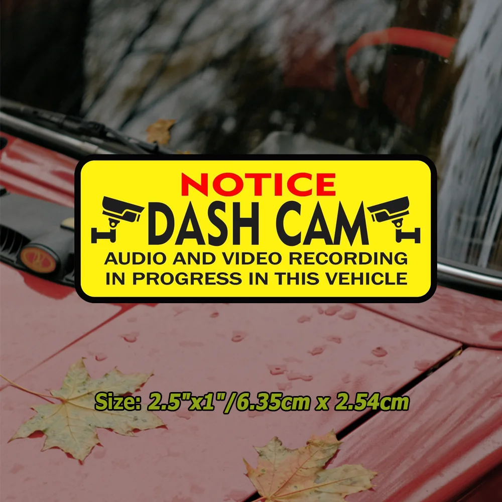 4PCS Dash Cam Sticker Vehicle Recording Notice Vinyl Decal Car Window Warning Label