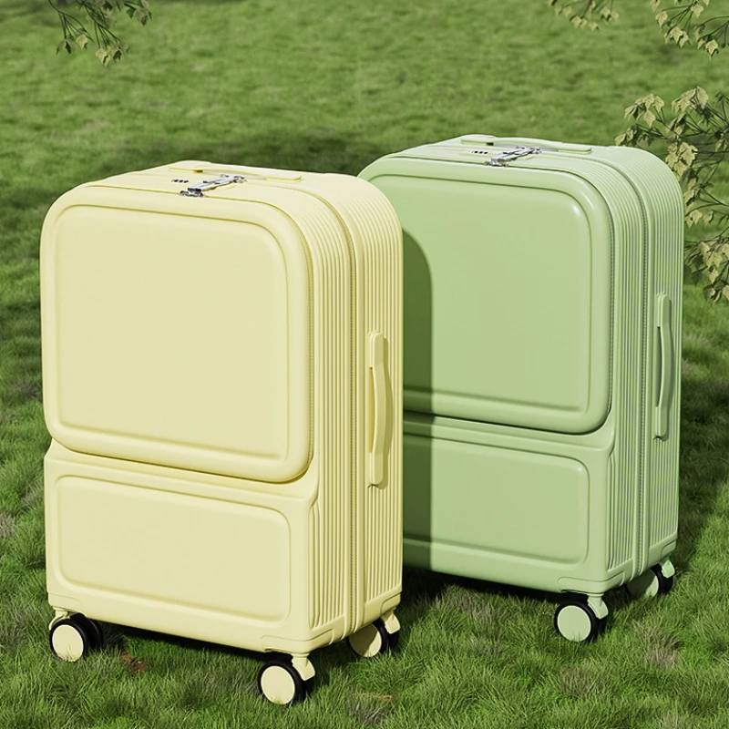 Multifunction Large Capacity Luggage ABS Travel Bag Front Opening Woman Lightweight Luggage Zipper Rolling Suitcase Case