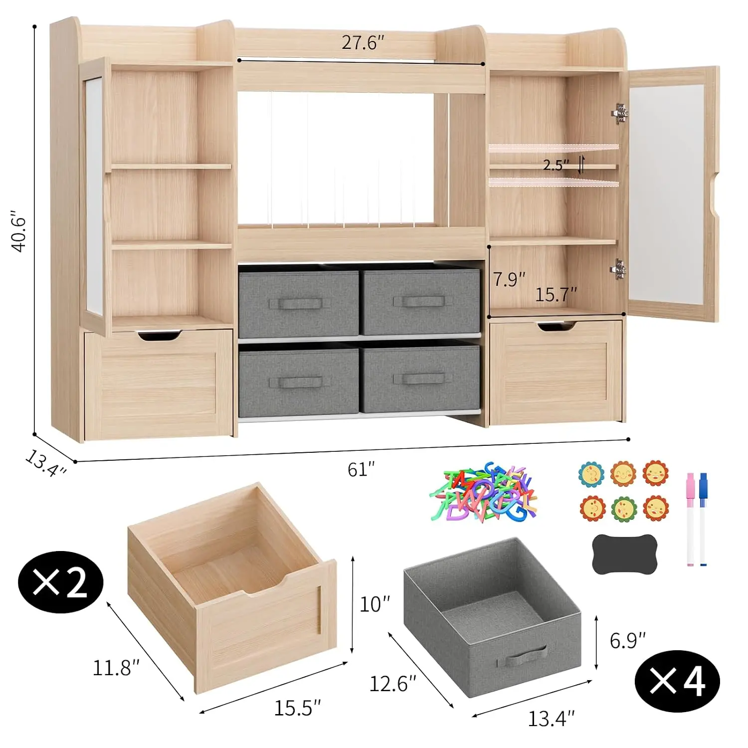 VontinT Montessori Bookshelf & Toy Organizer & Stuffed Animal Zoo, Wooden
