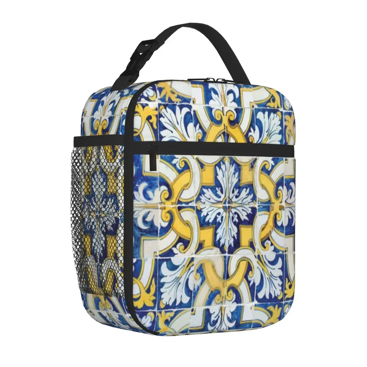 Hot Sale Portuguese Tiles Marble Print Shoulder Lunch Bag Nursing Shift Lunch Box Bag