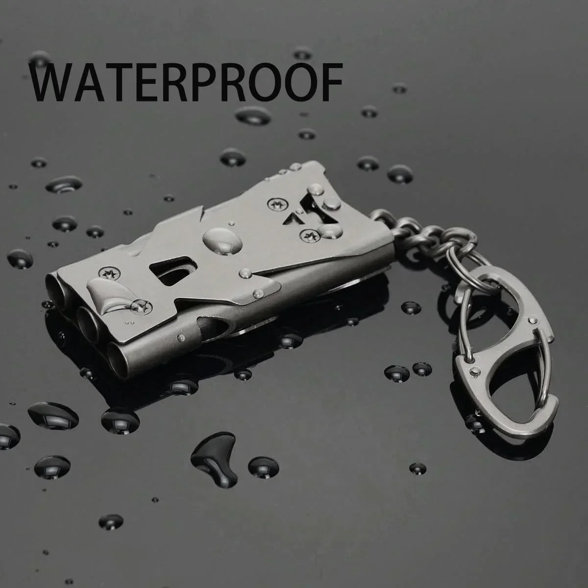 

High Decibel Whistle Keychain, Stainless Steel Double Three Pipe Camping Hiking Emergency Survival Whistles Outdoor Tools