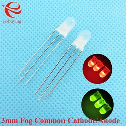 10Pc-100Pcs F3 3mm LED Bi-Color Diffused Red Green Common Cathode/Anode Round Light Emitting Diode Dual 2 Colors Foggy Indicator