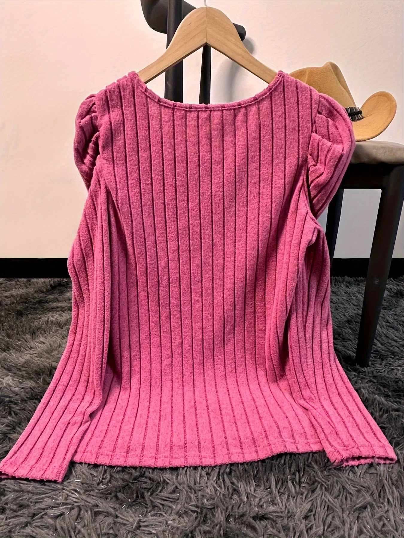 أزياء الخريف والشتاء على الطراز الأوروبي والأمريكي تي شيرت فضفاض بياقة مربعة جديدة وأكمام طويلة للسيدات #2