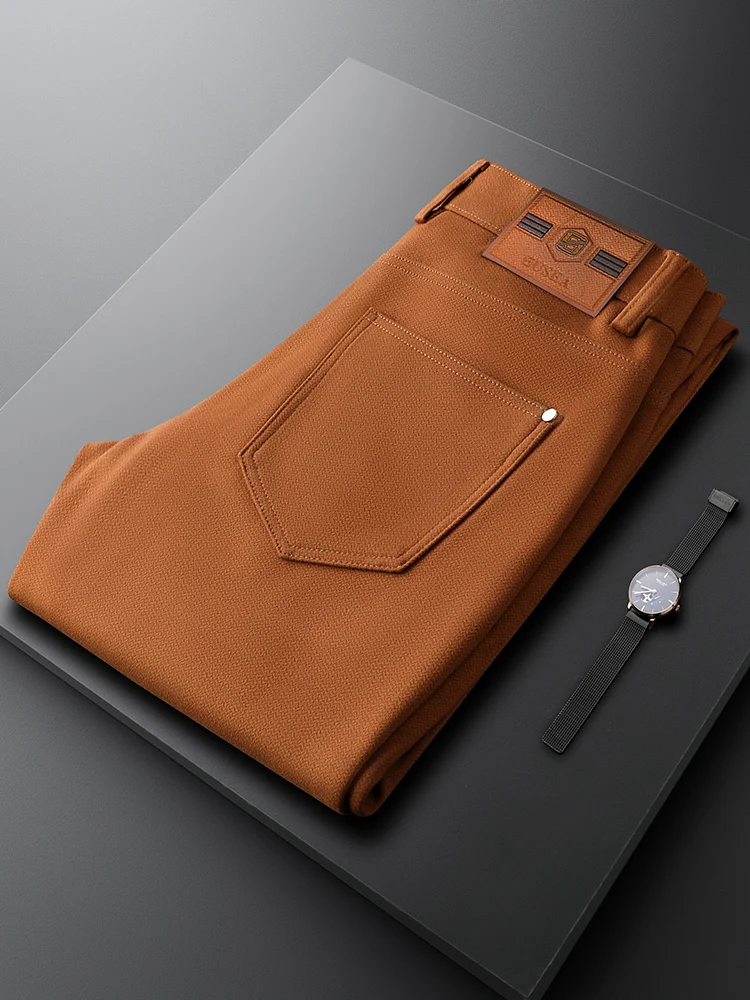 

Коричневые повседневные брюки Browni Red Busin для мужчин, зауженные, со средней посадкой, прямые, осенне-зимние