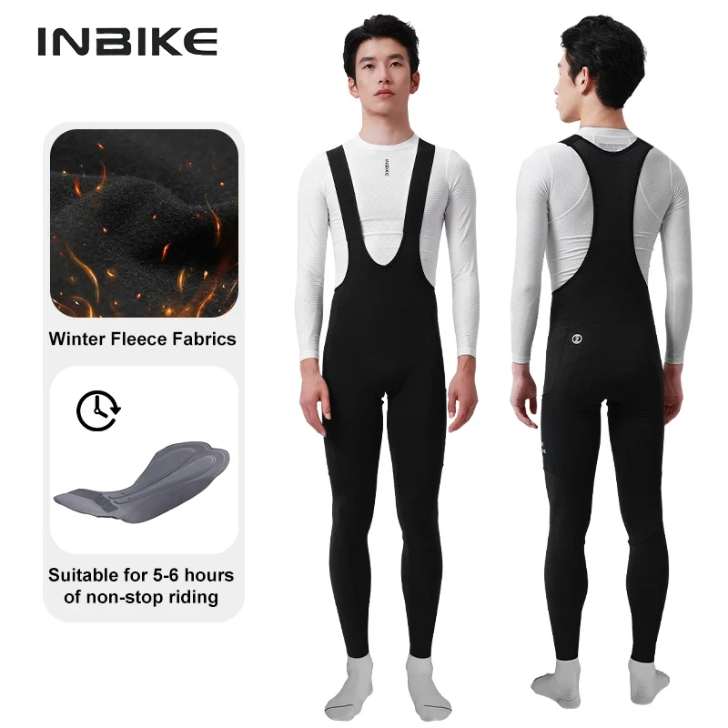 Inbike Cycling Bib Pants Thermal Fleece Winter Bicycle Pants 0°c-10°c Upf50+ High Waist For Warmth Bike Bib Legging Clothes