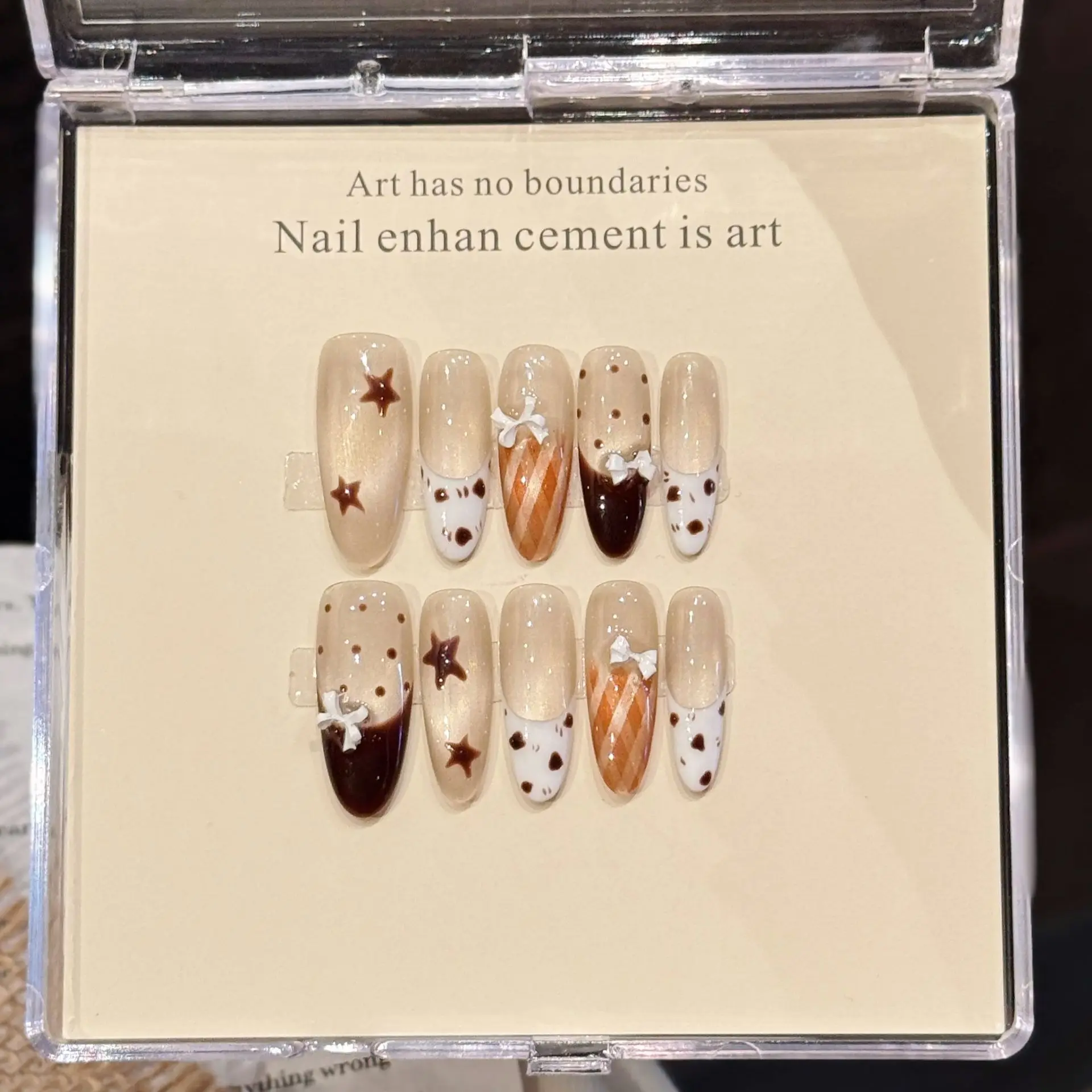 

10 шт. роскошный пресс ручной работы на ногтях, длинный овальный дизайн с леопардовым принтом и 3 шт. инструментами, клейкие вкладки для ногтей