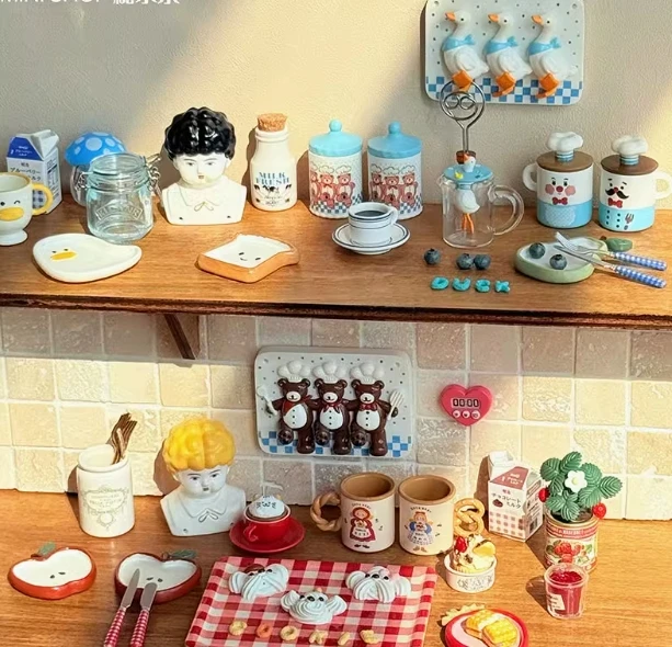 인형 집 BJD 소형 항아리, 미니 버섯 항아리, 보온병 주전자, 찻잔 모델 수제 Blythe 새로운 Diy 소형 인형 집