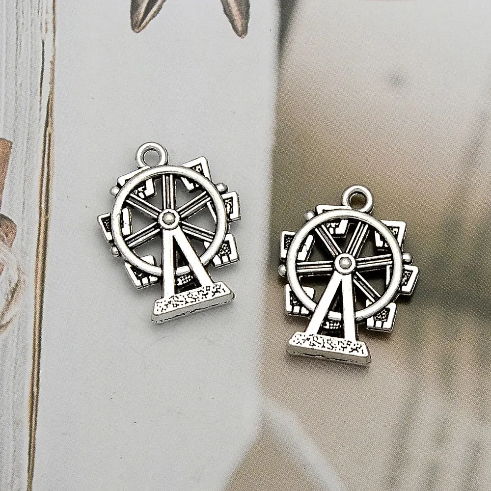 10pcs/lots Travel Camping Charms Spyglass Castle Compass Ferris Wheel Camera Balloon Journey Pendants For Diy Jewelry Making