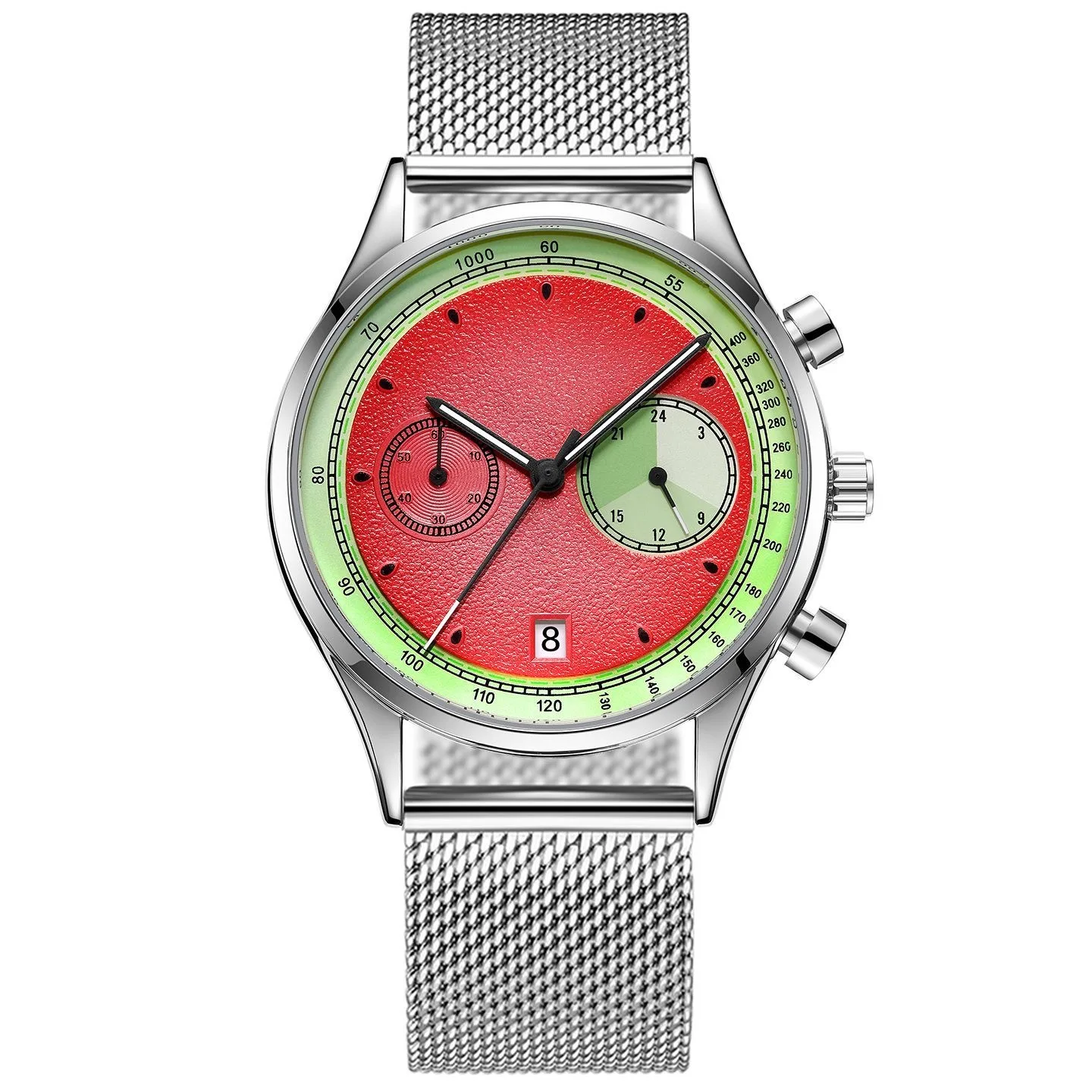 Creative Multi-functional Men Quartz Watch Fruit Color Dial Design Women Luminous Steel Strap Calendar Unique Student Wristwatch