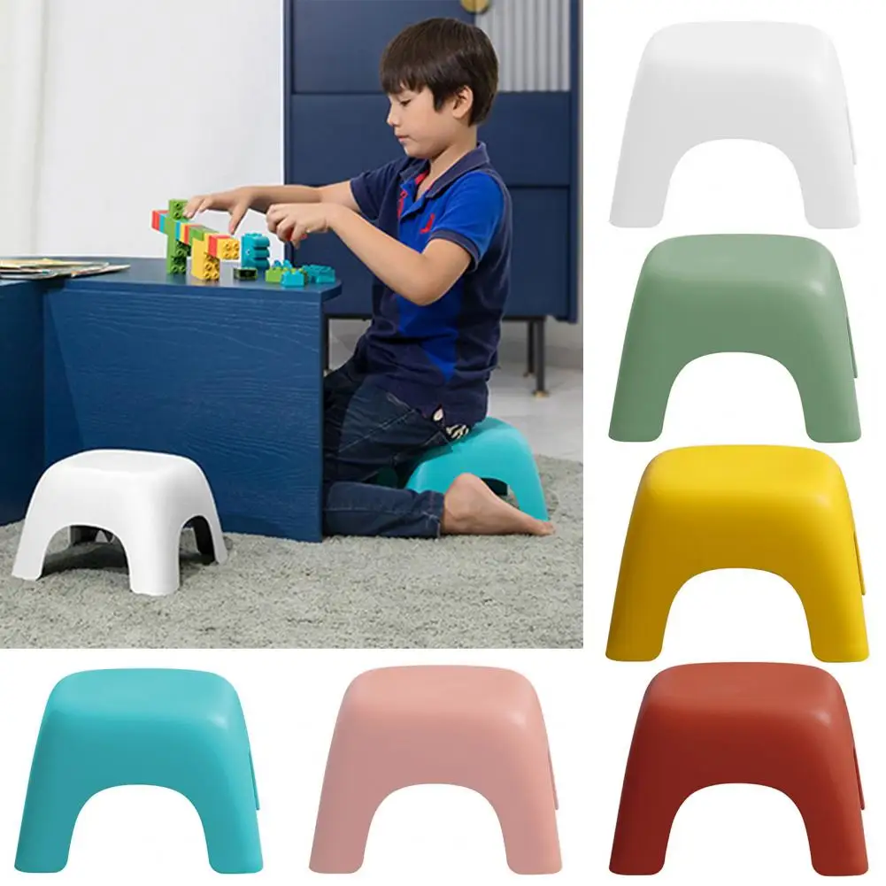 Small Stool With Bottom Anti-skid Pad No Sharp Corners Ergonomic Design Kids Portable Anti-slip Toilet Sitting Chair Room Decor