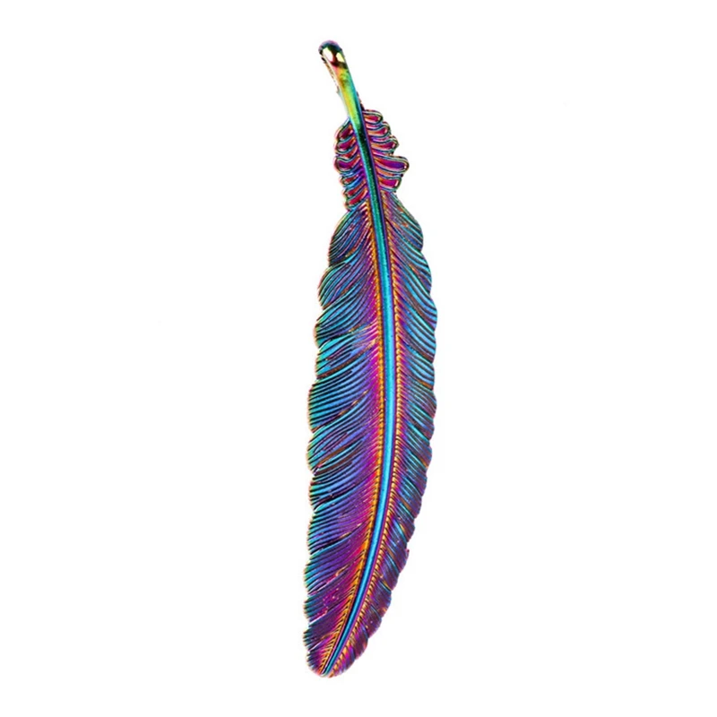 2pcs/Lot Fashion Rainbow Color Feather Leaves Charms Zinc Alloy Pendant For Earrings Bracelet Jewelry Making Diy Accessories