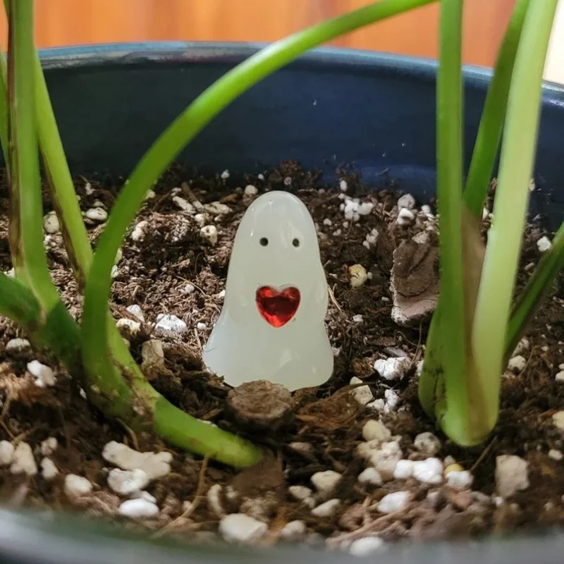 أصيص زهور الشبح الفوسفوري - يتوهج في الظلام لديكور الهالوين، زخرفة وعاء نبات كرتوني لطيف، هدية رائجة لديكور المنزل