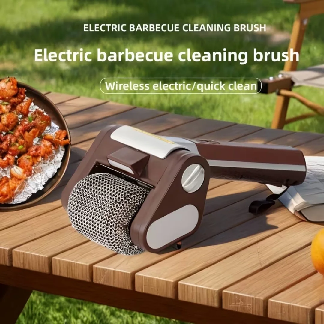 Electric Grill Cleaning Cordless Brush BBQ Grill Brush Kitchen Wireless USB Rechargeable Barbecue Grill Cleaner Tool for Outdoor