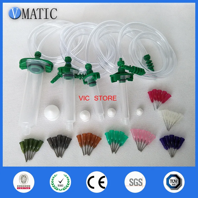 

High Quality 30cc+10cc+5cc+3cc ml Liquid Dispenser Solder Paste Adhesive Glue Pneumatic Syringe Barrel Adapter With Needles