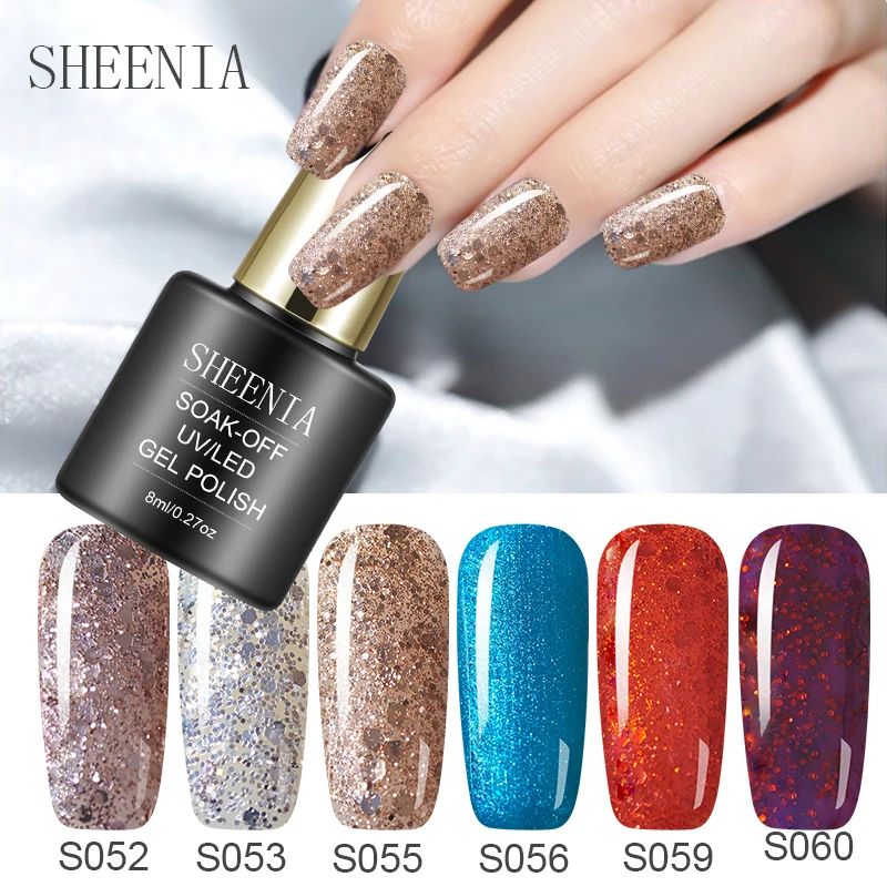 SHEENIA 8Ml Popular color Gel Nail Art Set with Base Coat and Diamond Top Coat,Matte Top ,Soak Off for Nail Art Design Tool