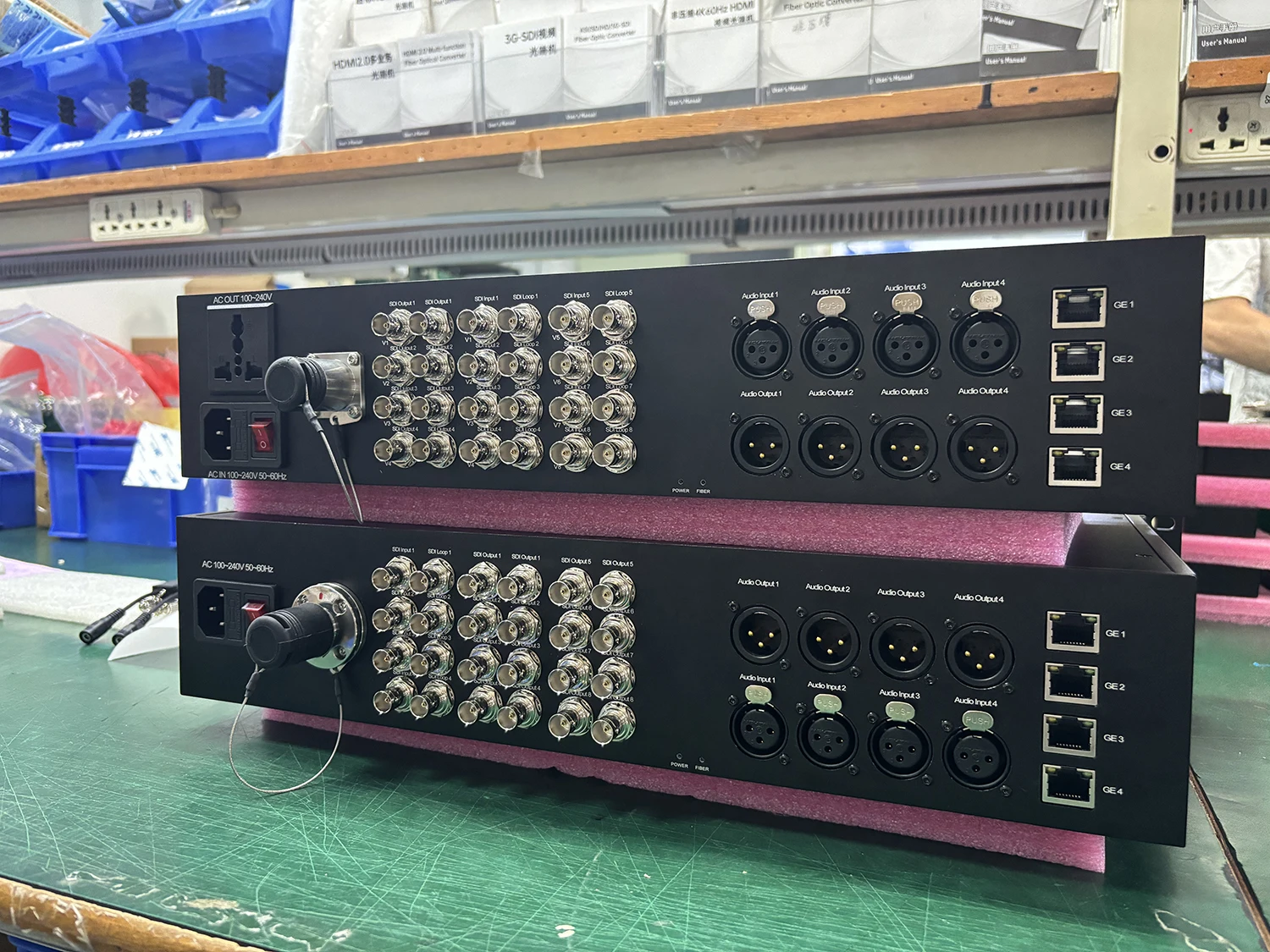 HO-LINK HL-12GSDI-8V4v4Aa4E 12G SDI Fiber Optic Transceivers with Ethernet Loop Singlemode Fiber 3K93C Connector 500M Broadcast