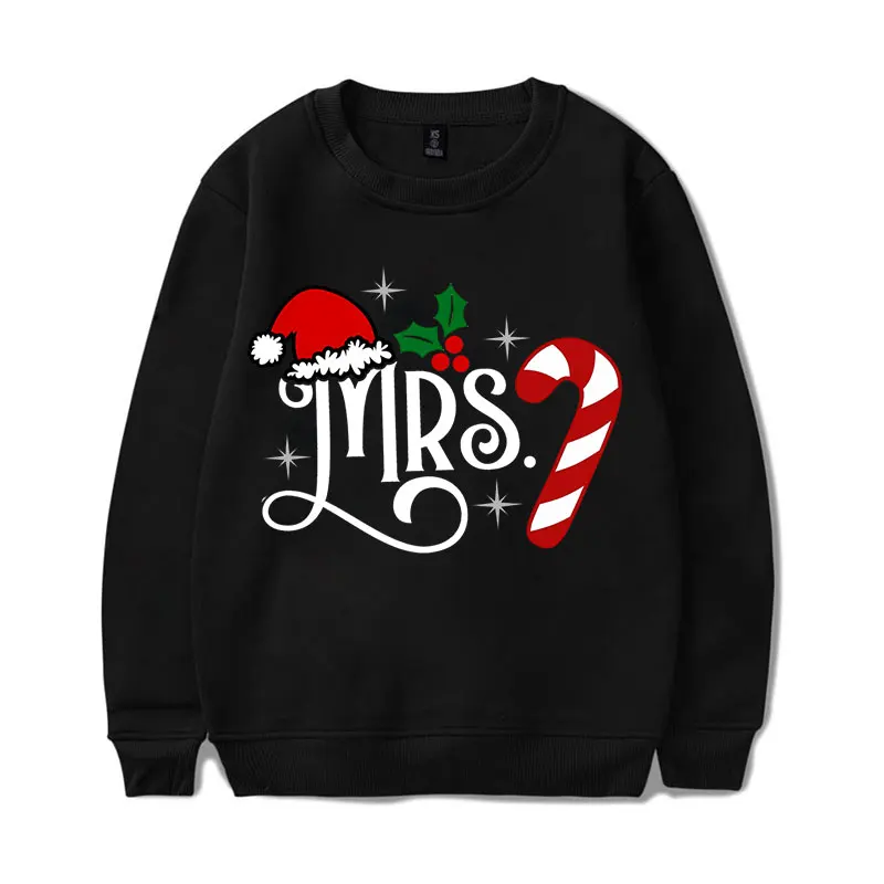 Newlywed Christmas MR MRS Print Couple Sweatshirts Autumn Winter Hoodies Fashion Casual Loose Lovers Matching Outfits Sportwear