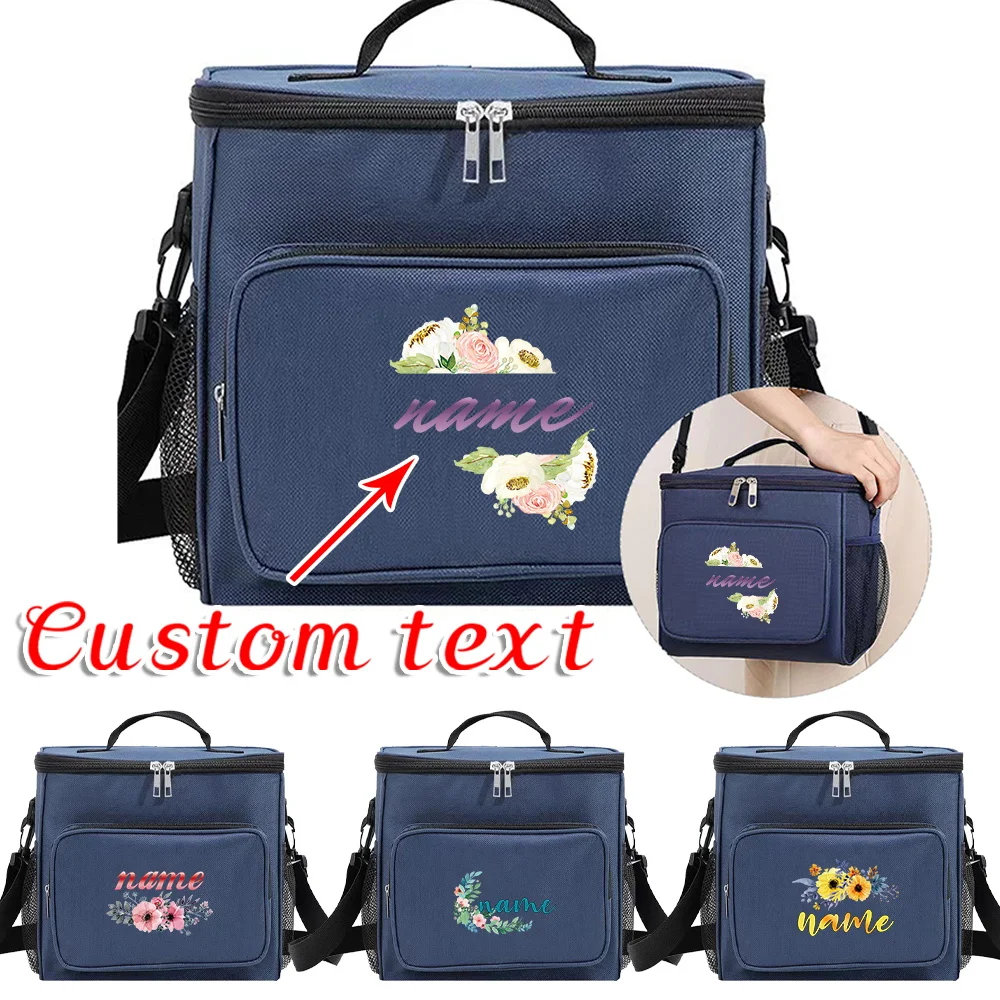 Personalized Customized Name Office Lunch Pack Insulated One Shoulder Lunch Bag Large Capacity Food Thermal Insulated Bags