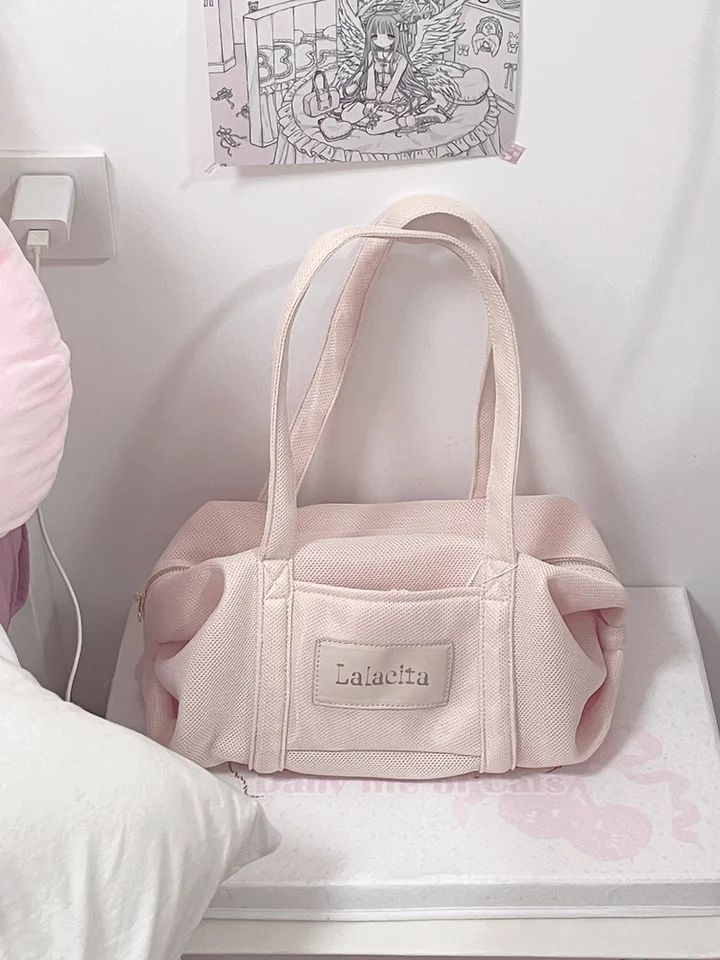 

Girl Heart French Sweet Cute Fitness Bag Women's Large Capacity Daily Travel Going Out Handbag Casual Dance Bags for Female