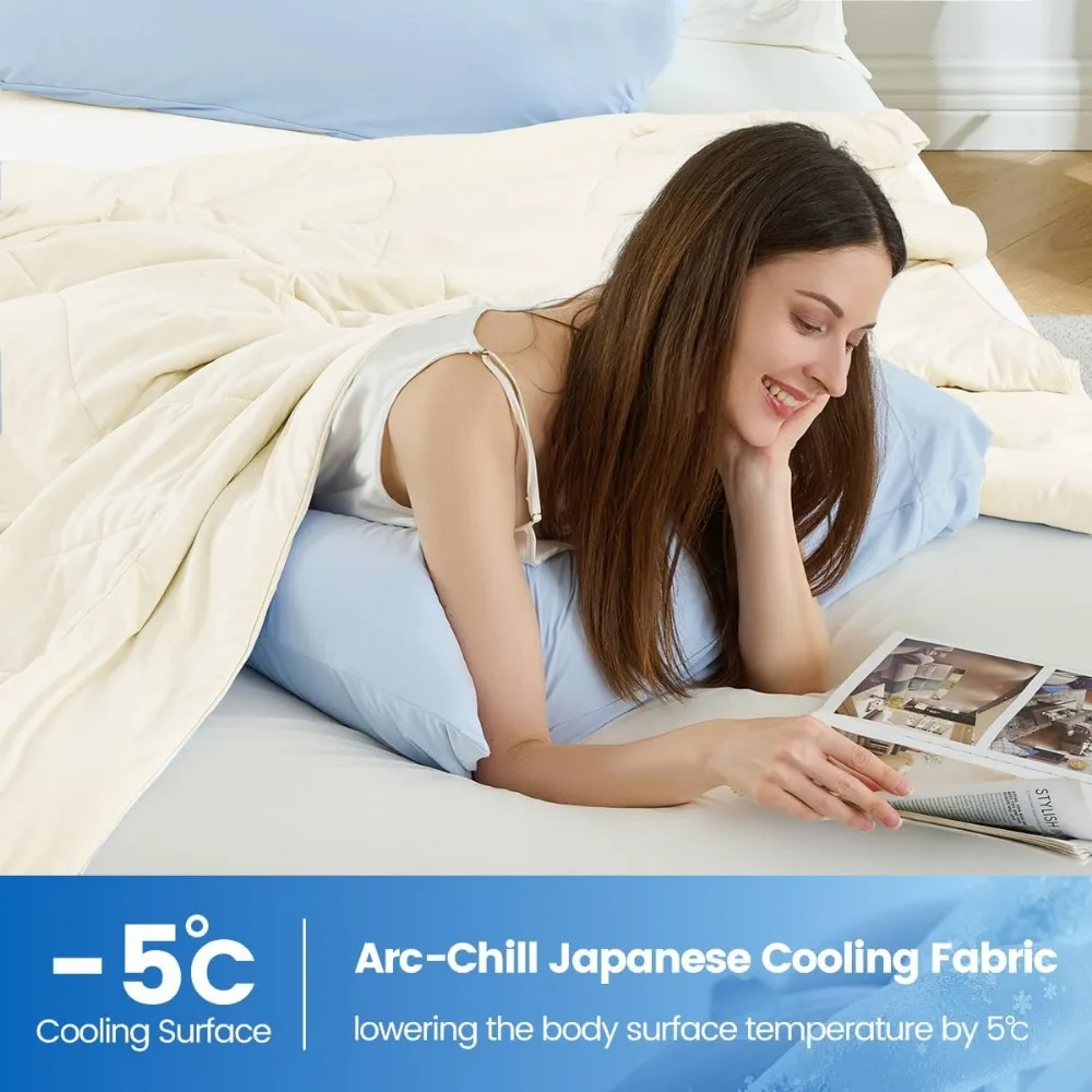 Manta refrescante de tamaño doble para personas calientes: edredón de verano ligero y transpirable con Q-Max 0,4