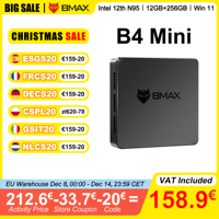 BMAX Mini PC B4 Mini 12GB LPDDR5 RAM 256GB SSD Intel Processor N95 Windows 11 Intel UHD Graphics Support 4K@60Hz Dual Band Wi-Fi